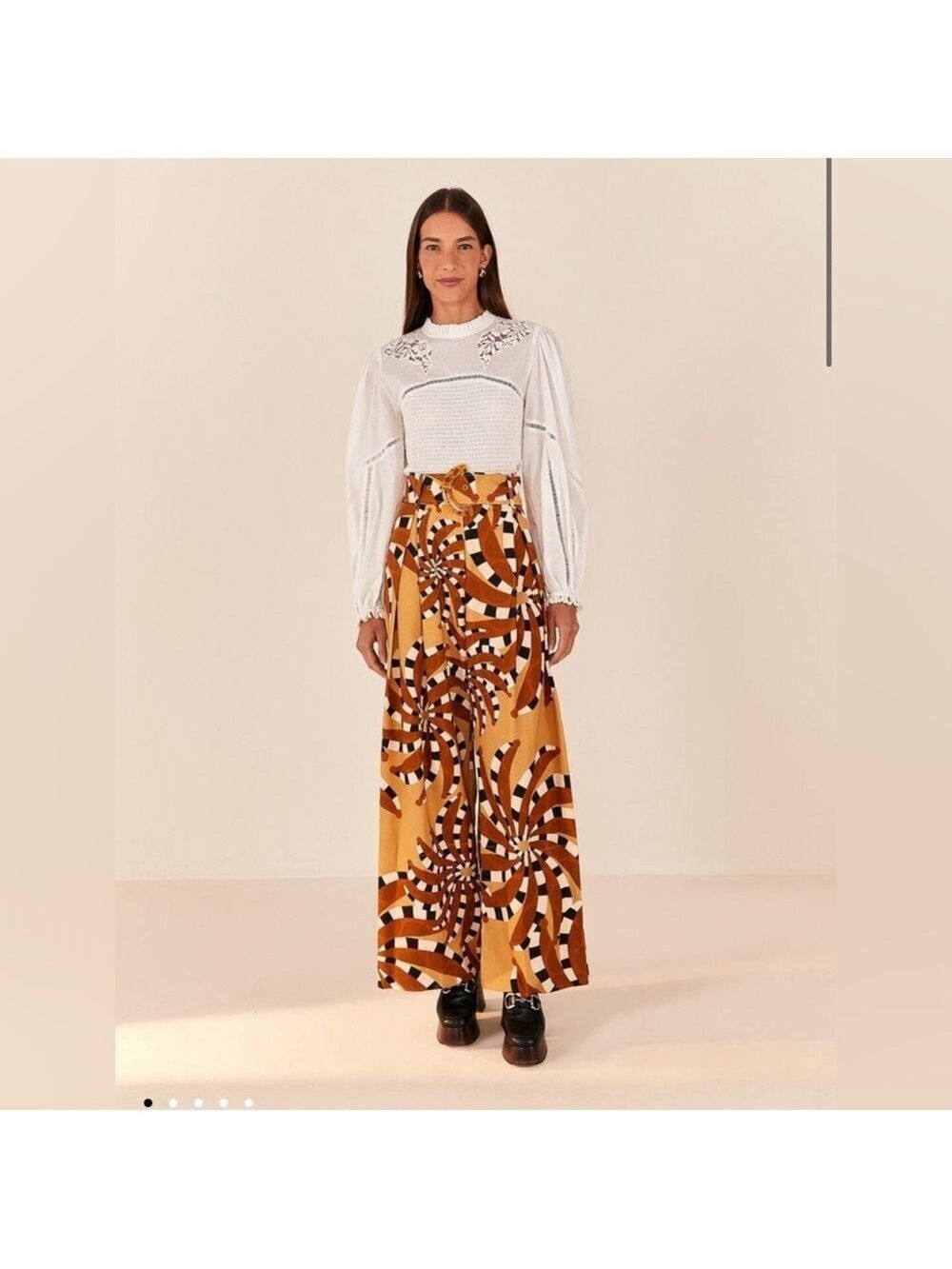 Farm Rio Beige Bananada Tailored Pants